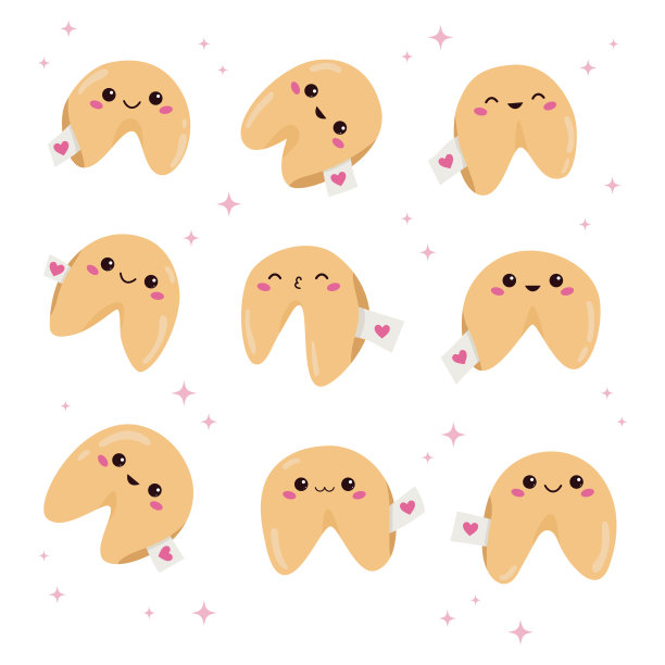 可爱的笑脸幸运饼干。图片下载