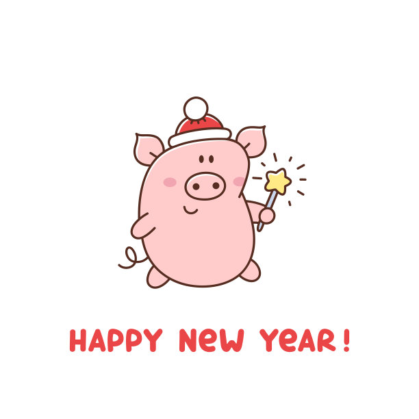 Ð ' pigin在圣诞老人的帽子与孟加拉火。拜年卡。可用于贴纸、贴片、手机壳、海报、t恤、马克杯等设计。图片下载