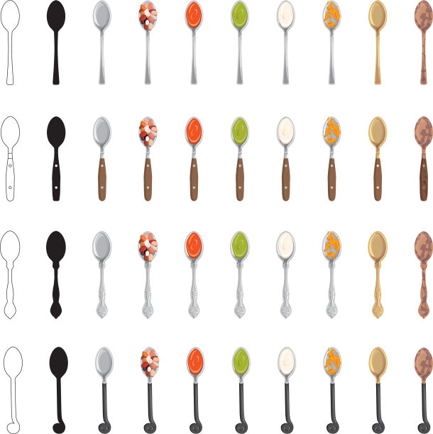 矢量勺子的种类集合图片下载