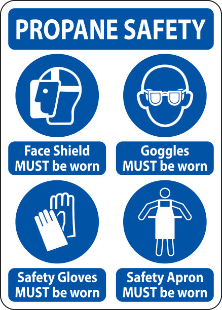 白色背景丙烷安全个人保护标志图片下载
