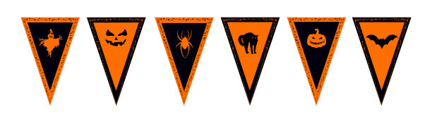 装饰的聚会。万圣节旗帜花环模板图片下载