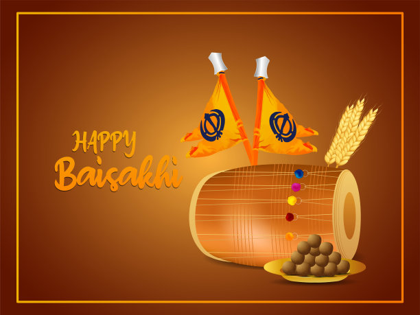 插图旁遮普节日快乐的维萨卡庆祝背景和贺卡图片下载