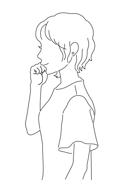 这是一个女性的上半身插画，她面朝侧面。图片下载