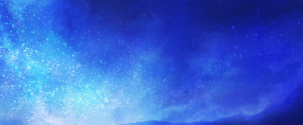 蓝色星空和山景插画图片下载