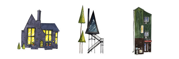 水彩房屋设置图片下载