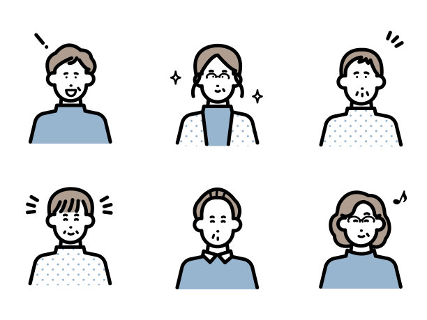 头像插图的老人和妇女。图片下载