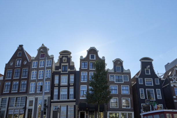 荷兰阿姆斯特丹运河房屋的剪影图片下载