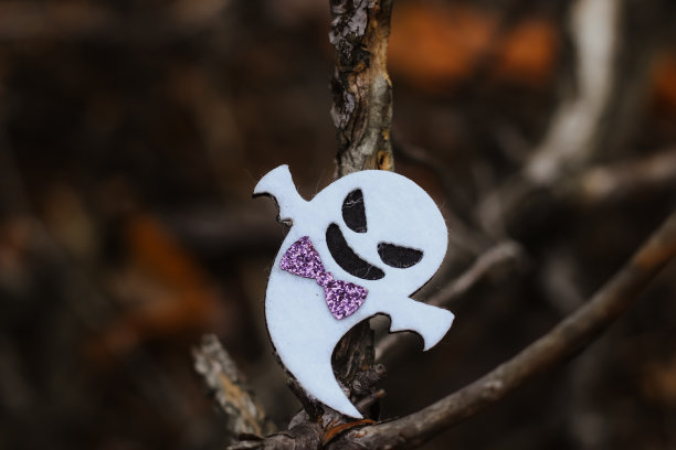 森林里用毛毡做的玩具鬼，万圣节的装饰图片下载