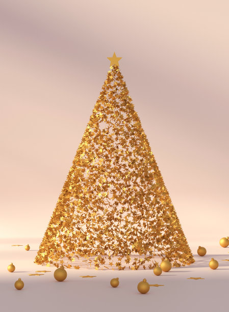 金色圣诞树和新年背景图片下载