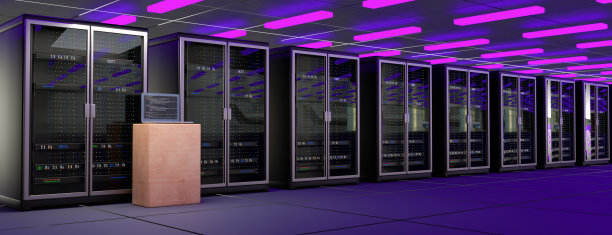 服务器的房间。服务器数据中心。备份，挖掘，托管，主机，农场和计算机机架与存储信息。三维渲染图片下载