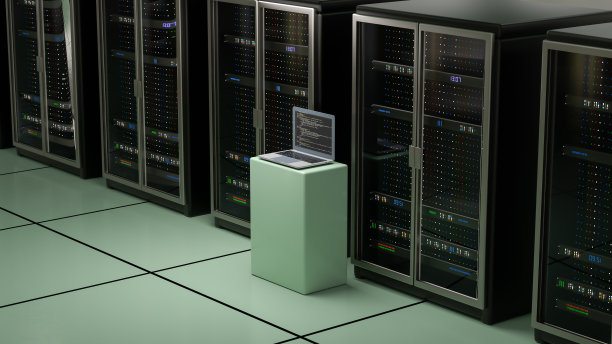 服务器的房间。服务器数据中心。备份，挖掘，托管，主机，农场和计算机机架与存储信息。三维渲染图片下载