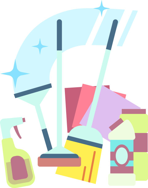 家用清洁工具和清洁剂瓶图片下载