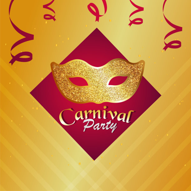 嘉年华派对庆祝背景与金色面具图片下载