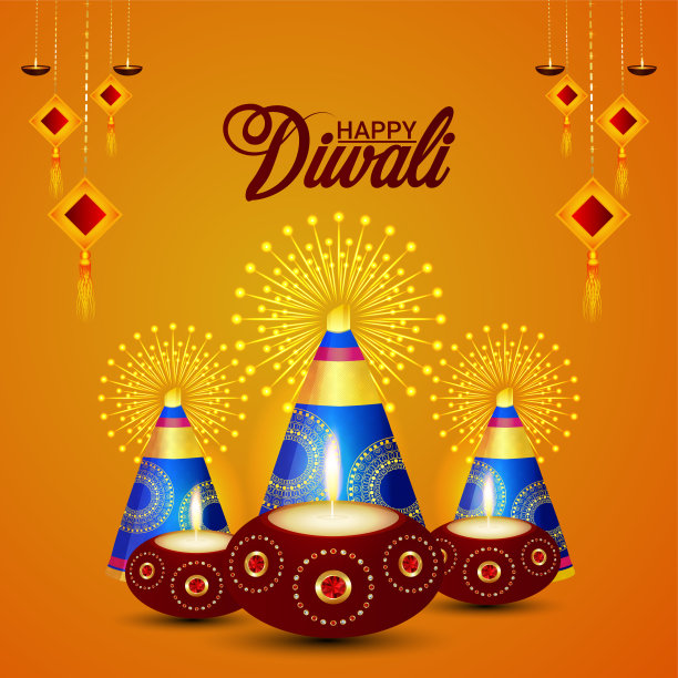 快乐排灯节的光与创意插画和背景图片下载