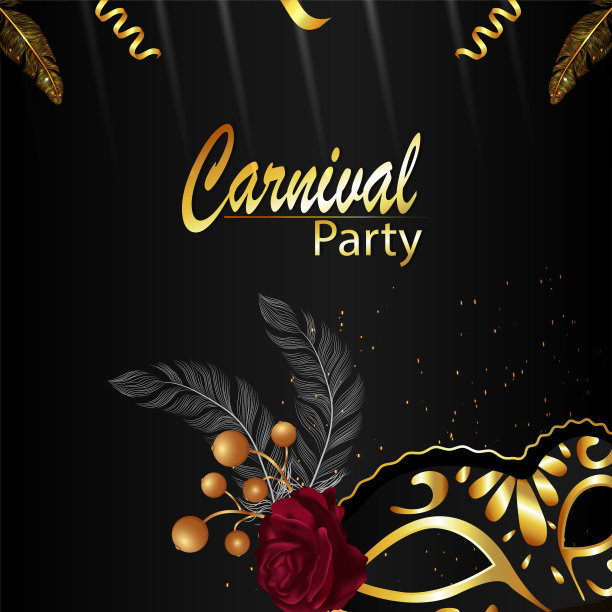 嘉年华庆祝派对背景与金色面具图片下载