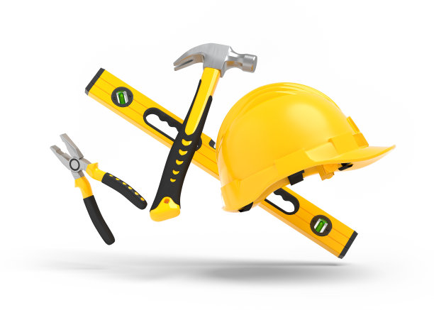 飞行视图黄色施工工具维修在白色图片下载