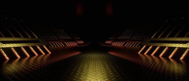 抽象未来主义的室内设计为电影或背景棕色横幅背景墙纸3D插画图片下载