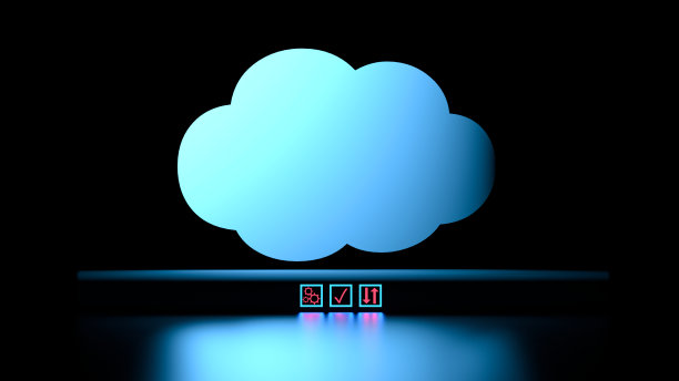 云安全概念。云数据旗帜。使用数据存储，服务器安全。3 d渲染。图片下载