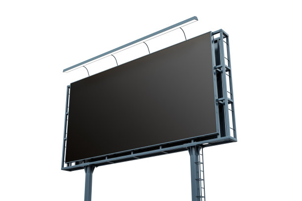 空白的黑色水平广告牌孤立在白色背景上，透视视角。模拟，3D渲染图片下载