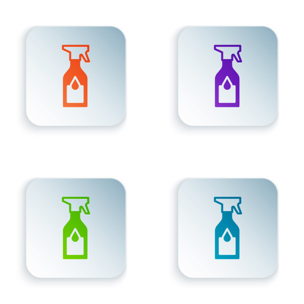 彩色清洁喷雾瓶与洗衣液图片下载