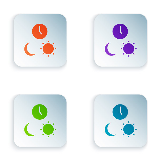 彩色昼夜与时间图标隔离上图片下载