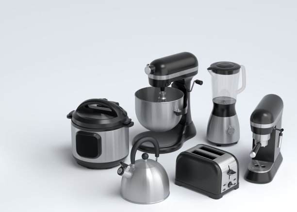 白色的厨房电器和做早餐的器具图片下载