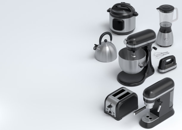 白色的厨房电器和做早餐的器具图片下载