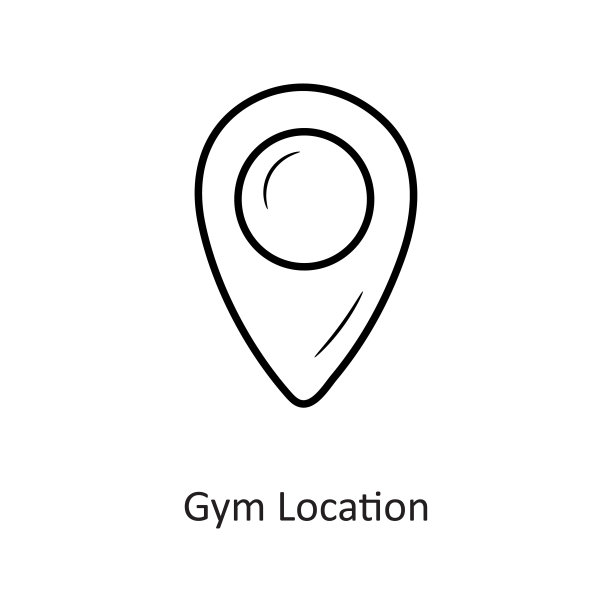 健身房位置矢量轮廓图标设计插图。锻炼符号在白色背景EPS 10文件图片下载