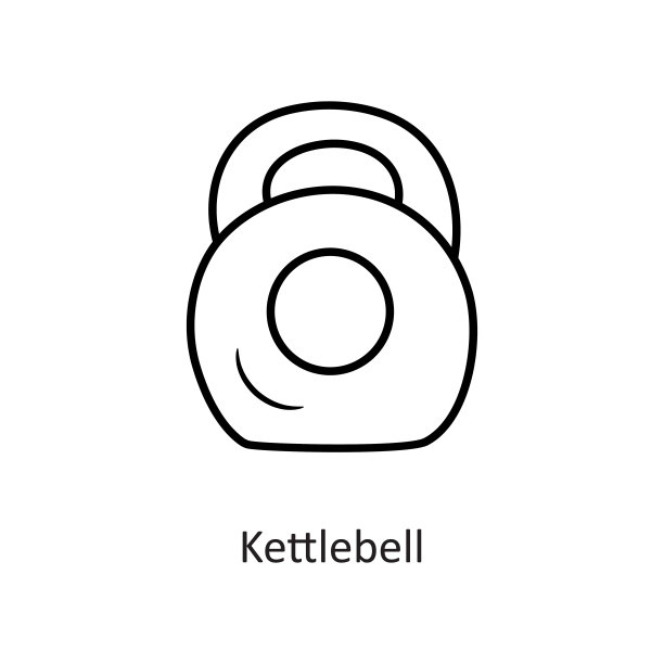 水壶铃矢量轮廓图标设计插图。锻炼符号在白色背景EPS 10文件图片下载