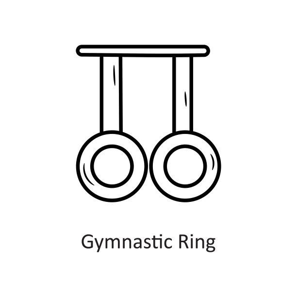 体操环矢量轮廓图标设计插图。锻炼符号在白色背景EPS 10文件图片下载