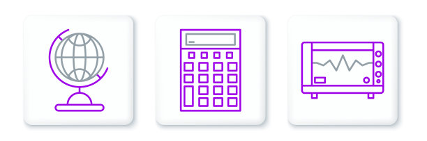 设置线计算机监视器与心电图地球图片下载