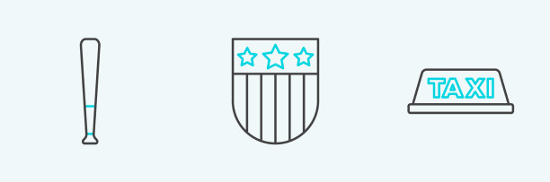 设置线出租车车顶棒球球棒和盾牌图片下载