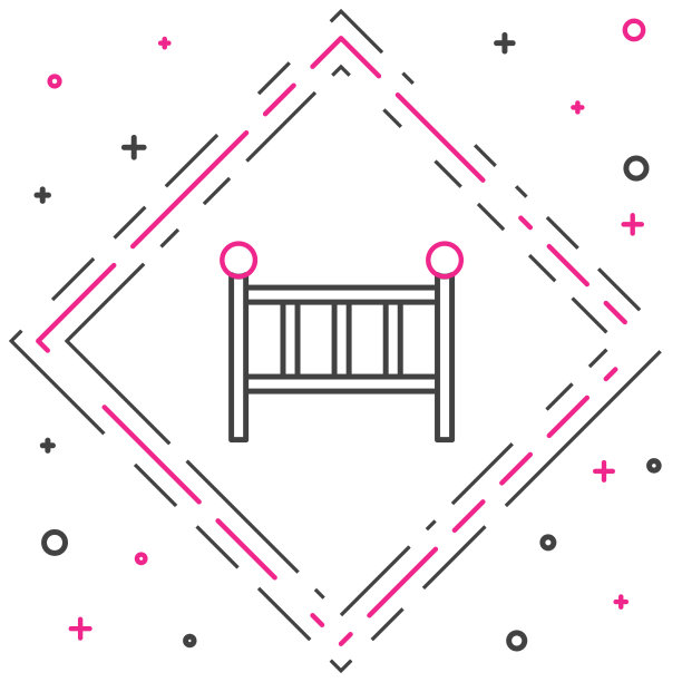 线婴儿床摇篮床图标隔离在白色图片下载