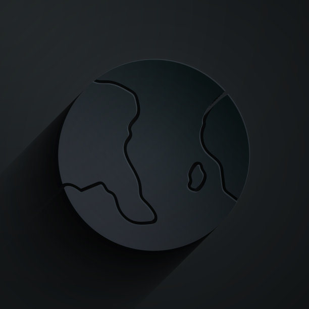 剪纸地球图标孤立在黑色图片下载