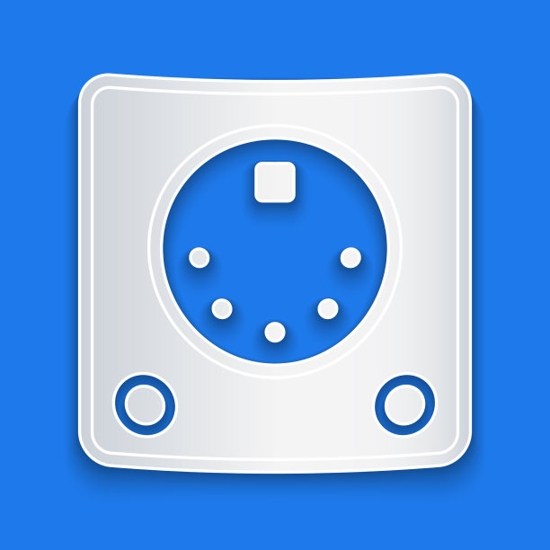 剪纸滚筒机图标孤立在蓝色上图片下载