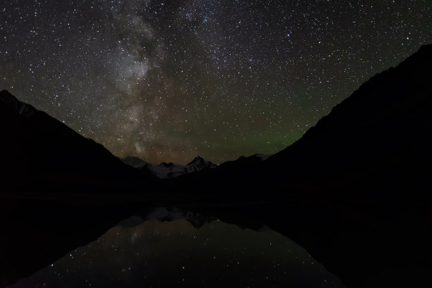 星山冰川湖银河倒影夜空图片下载