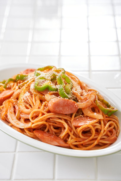 日式咖啡店标准菜单:那不勒斯意大利面图片下载