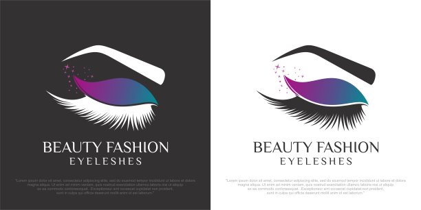 美睫毛图标集标志设计矢量图片下载