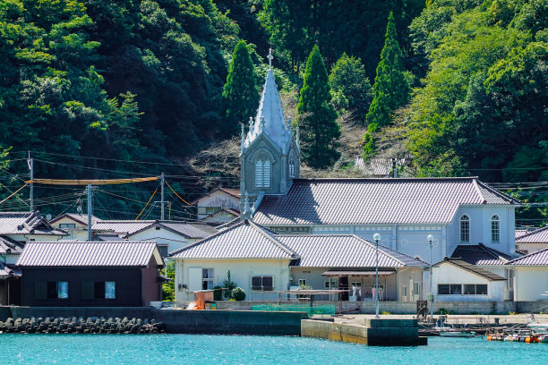 天主教崎津教堂和横介湾的崎津村图片下载