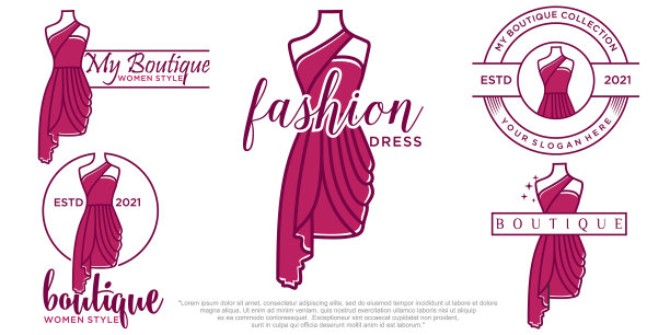 抽象现代女性时尚图标集标志模板适合精品店图片下载
