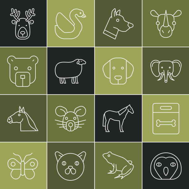 套线猫头鹰鸟狗骨头大象头羊图片下载