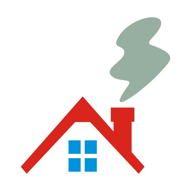 房子，红色的屋顶和烟囱的烟，eps。图片下载