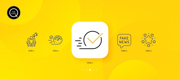 假新闻、复选框和星星极简线条图标。适用于Web应用程序、印刷。矢量图。图片下载