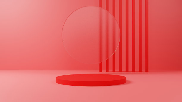 最小的红色平台模型，基座产品展示，空平台展台展示，3d渲染图片下载