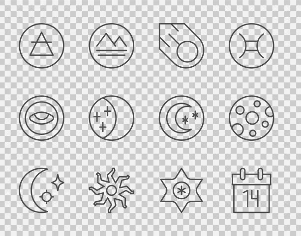 集行月亮和星星日历彗星太阳空气图片下载