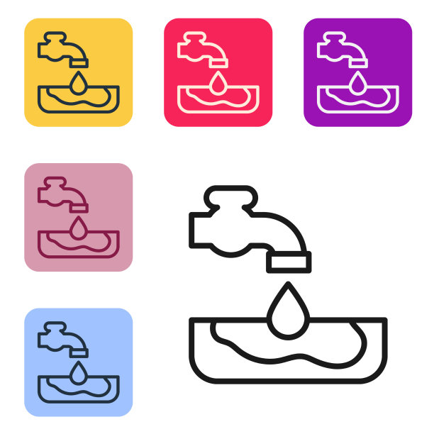 黑线水问题图标隔离在白色上图片下载