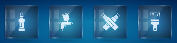 设置记号笔，油漆喷枪和刷方图片下载