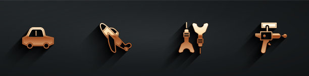 设置玩具车飞机飞镖箭头和射线枪图标图片下载