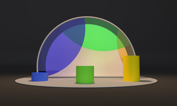 彩色平台场景或基座显示，3D渲染图片下载
