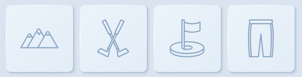 集线山高尔夫球洞与旗帜交叉图片下载